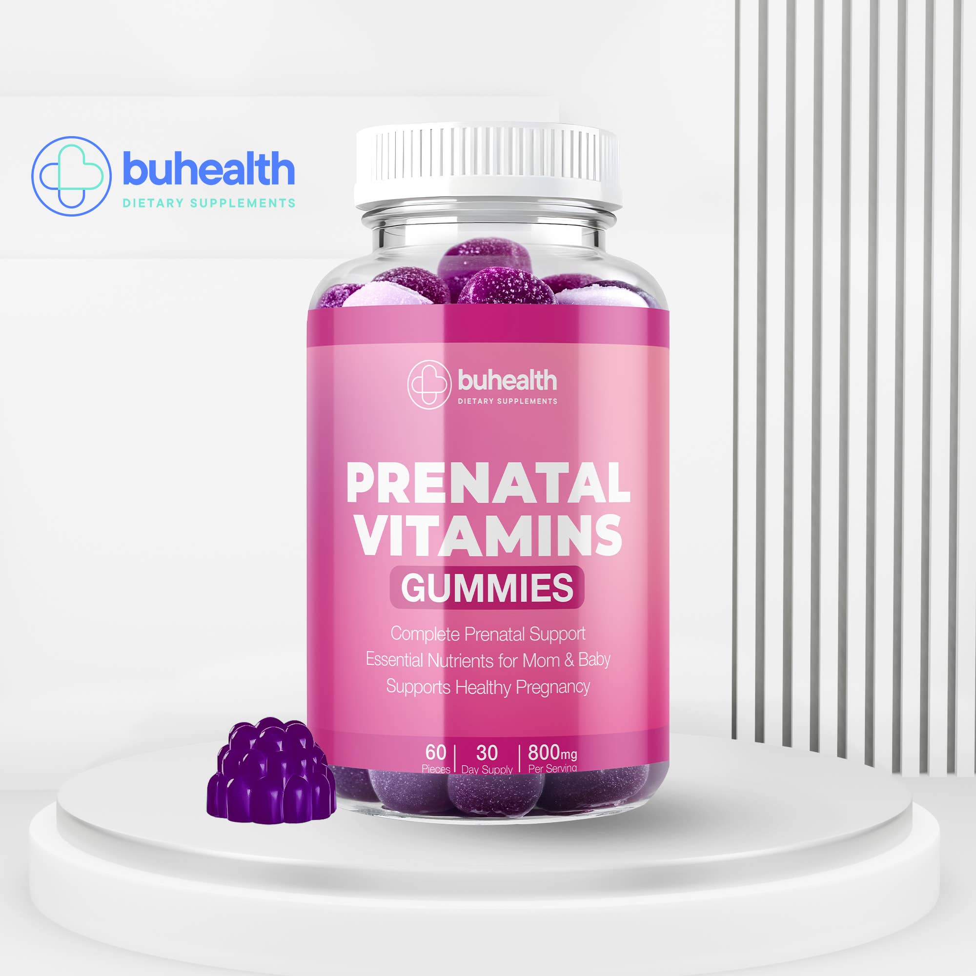 Prenatal Vitamin Gummies – 60 Count & 800 mg