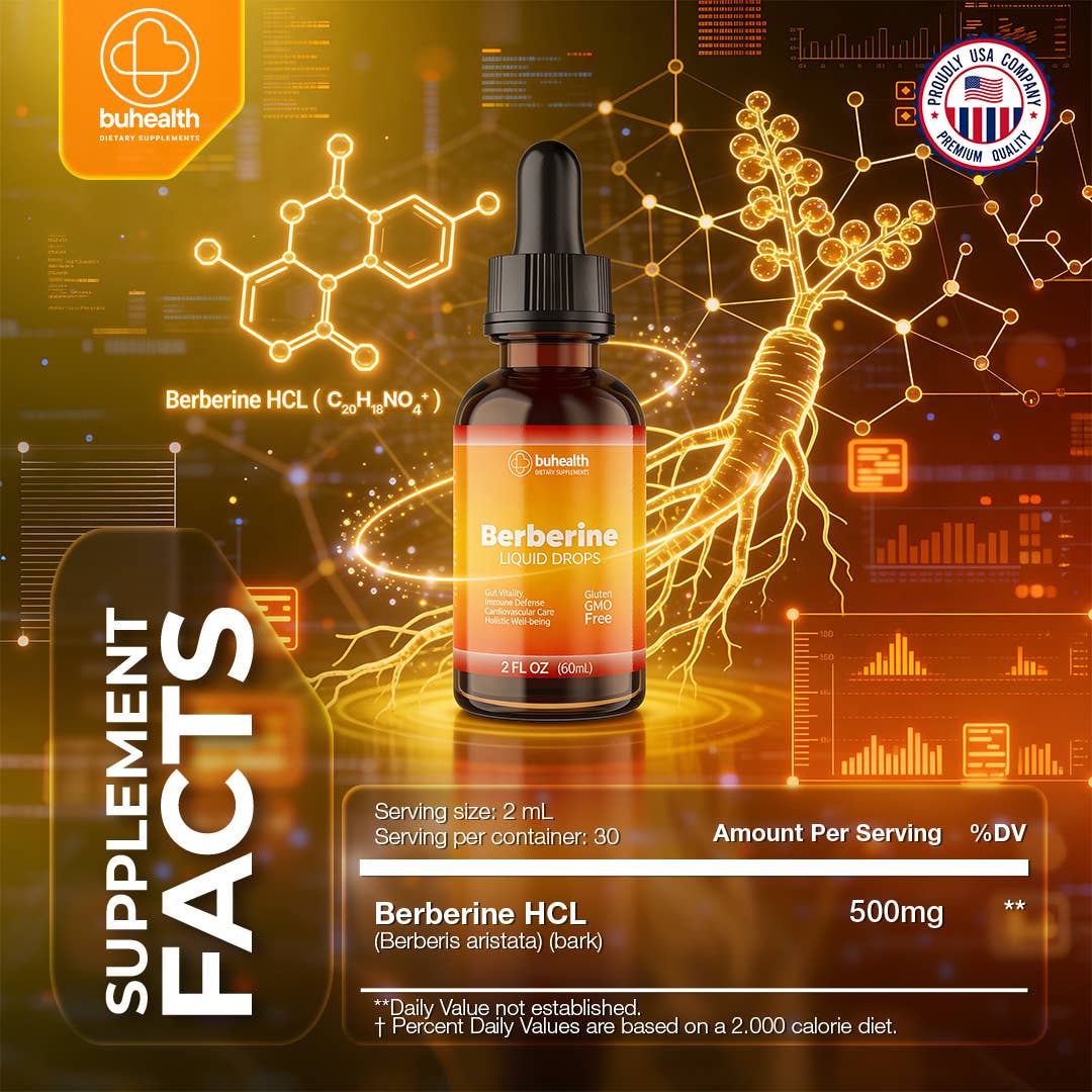Berberine Liquid Drops, 2 fl oz (60 mL) Berberis Vulgaris