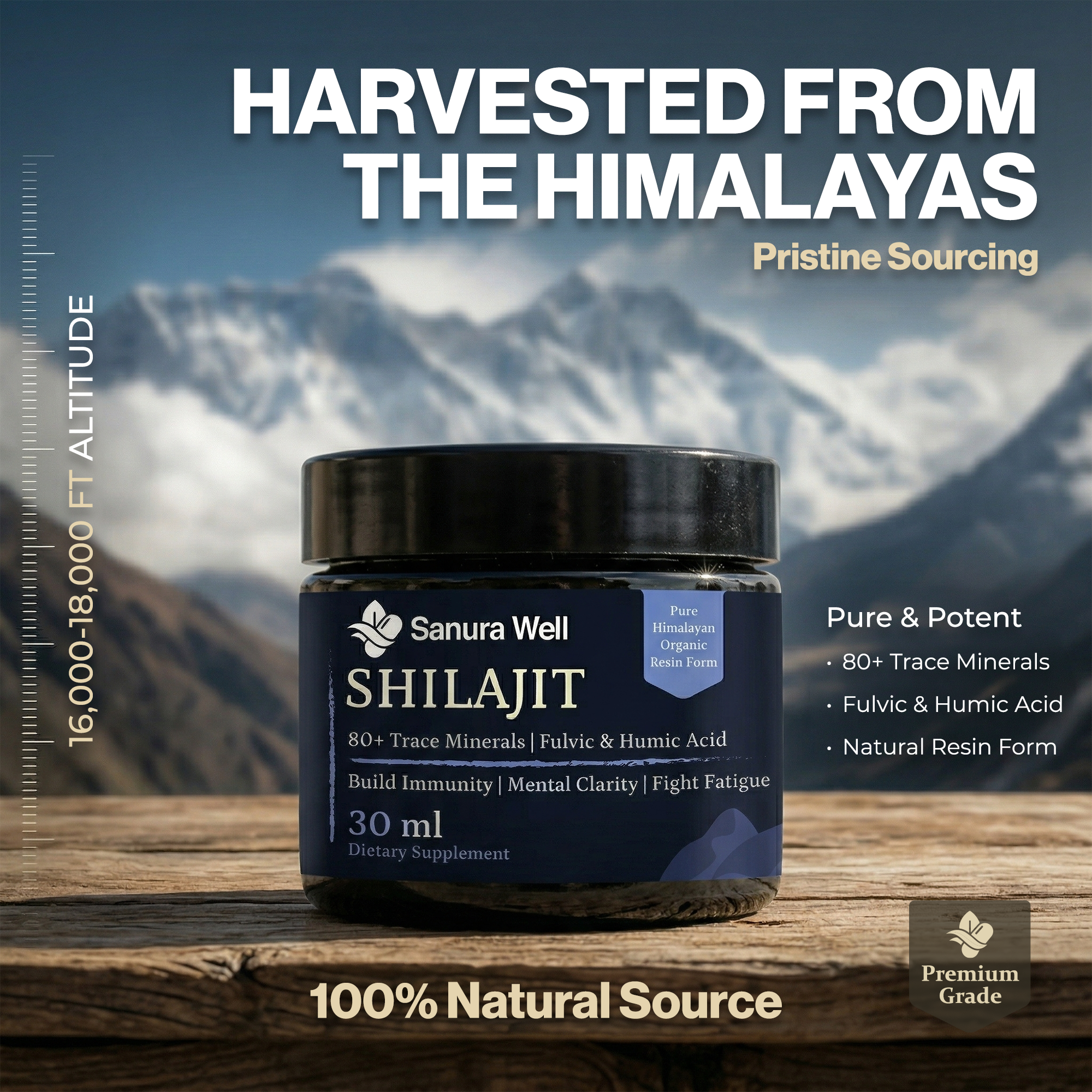 Sanura Well Shilajit Resin 500 mg – Pure Himalayan