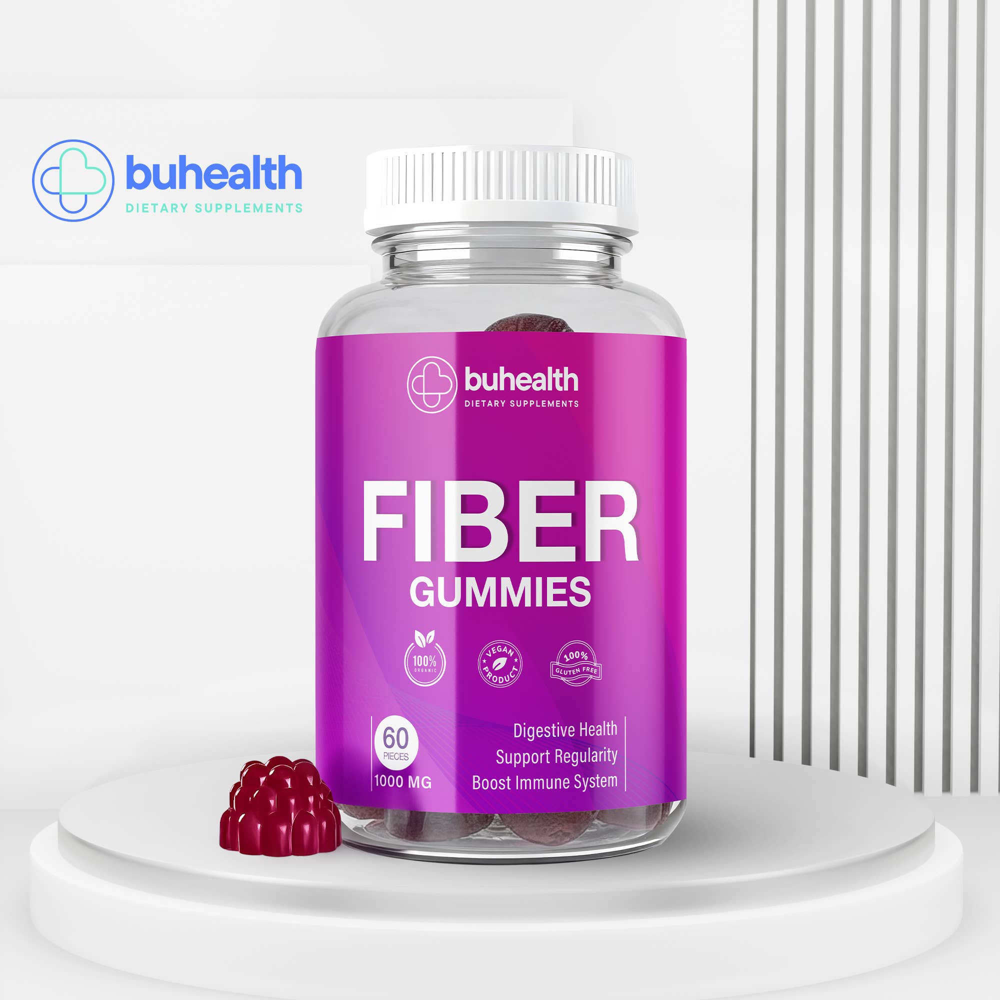 Fiber Gummies – Digestive Support, 1000 mg, 60 Counts