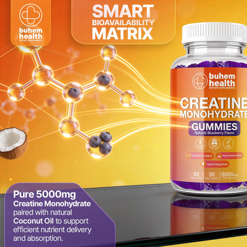 Buhem Health Creatine Monohydrate Gummies Blueberry Flavor