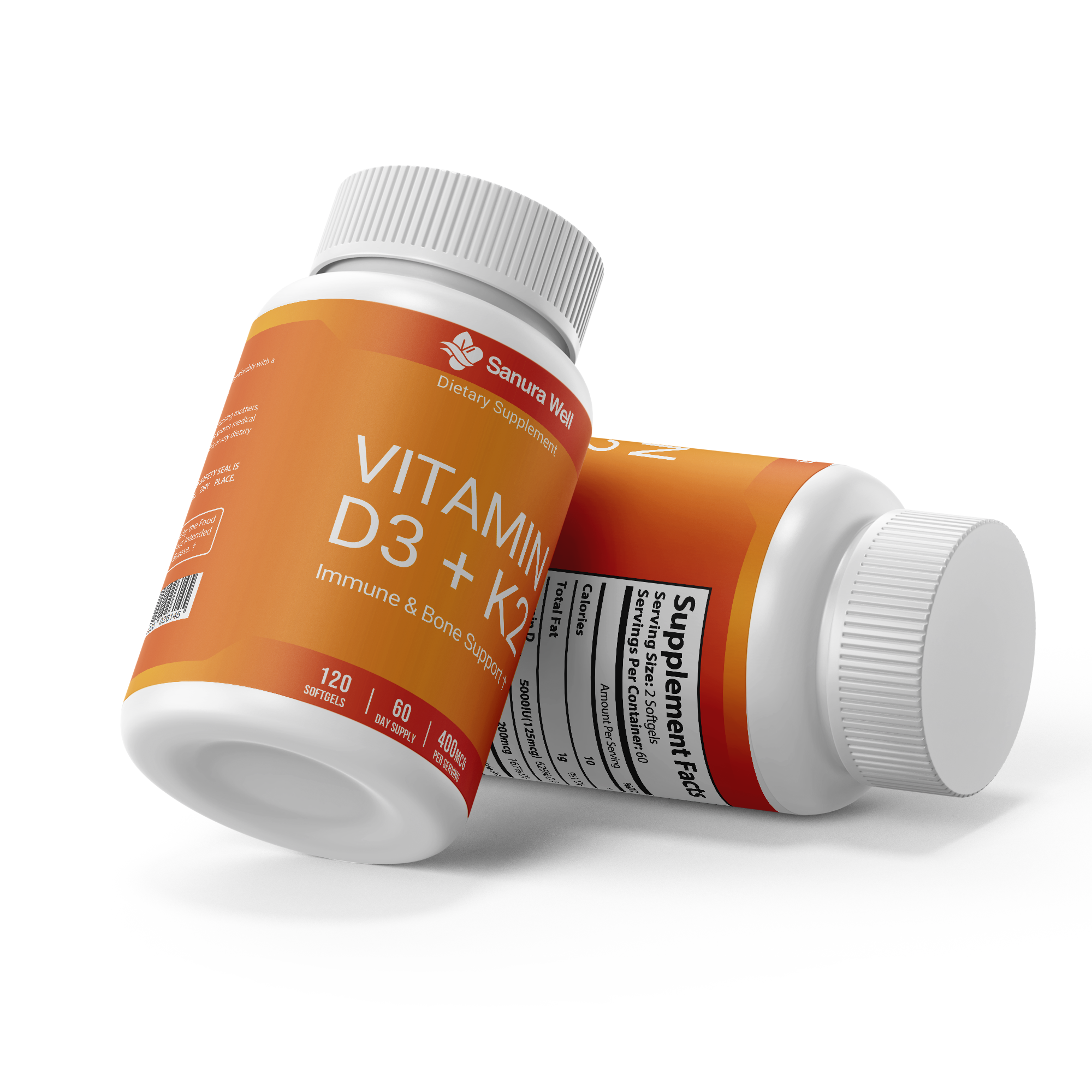 SANURA WELL  Vitamin D3 K2 Softgels – 5000 IU D3
