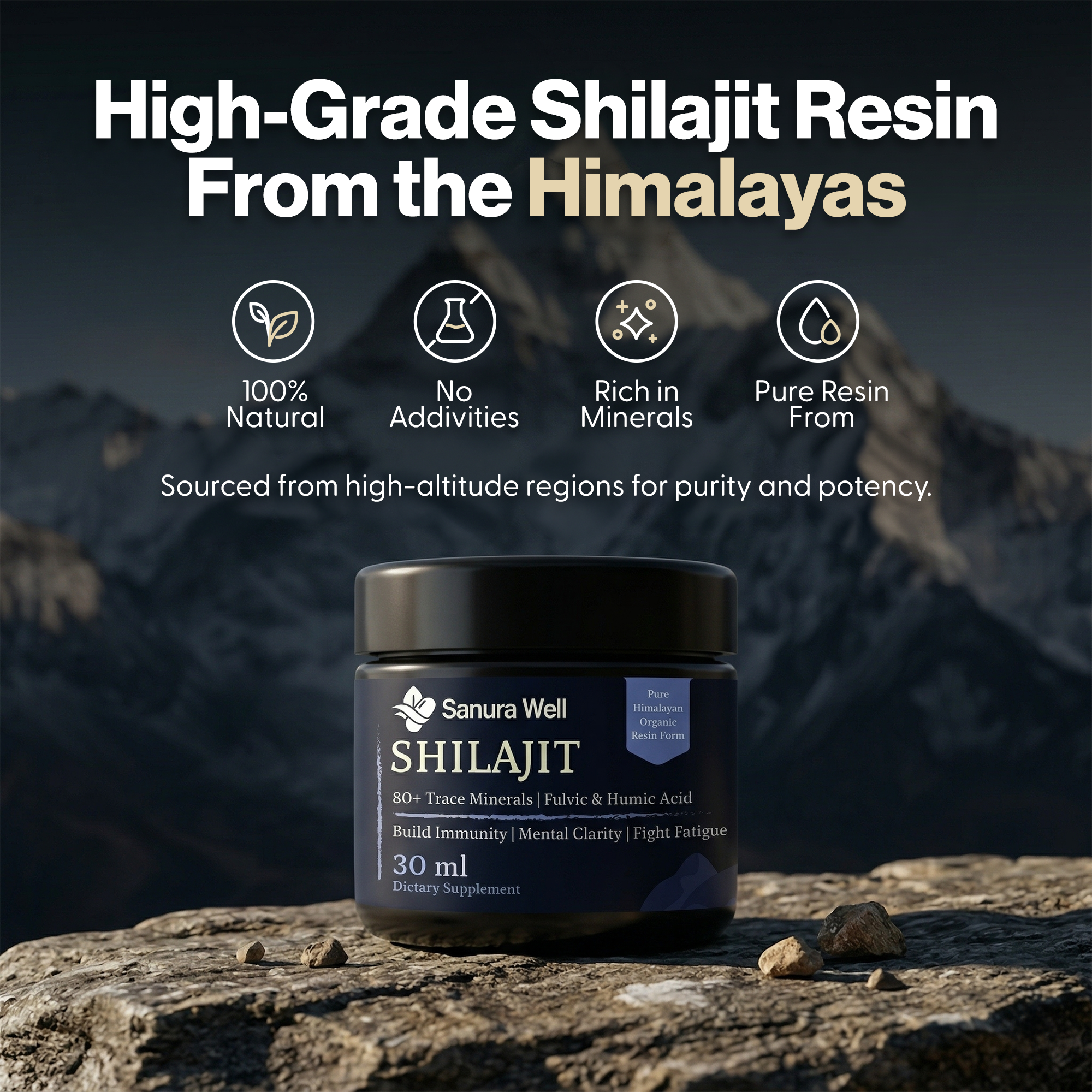 Sanura Well Shilajit Resin 500 mg – Pure Himalayan