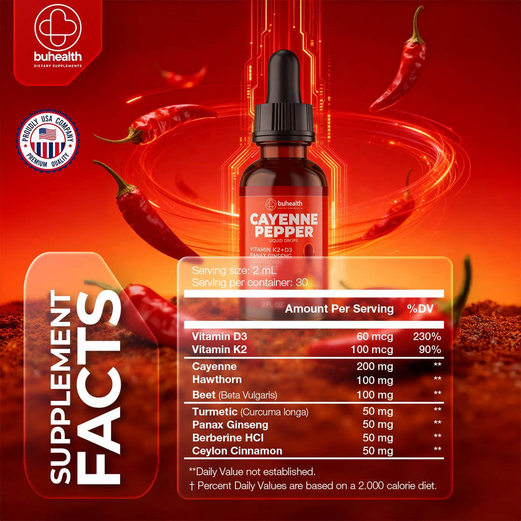 Cayenne Pepper Liquid Drops 2 fl oz (60mL)