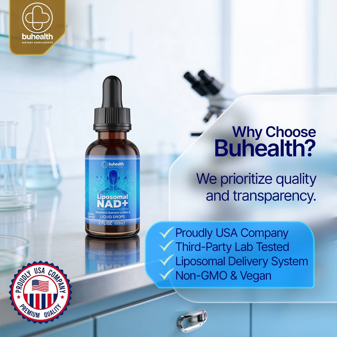 Liposomal NAD+ Liquid Drops, Resveratrol, Quercetin