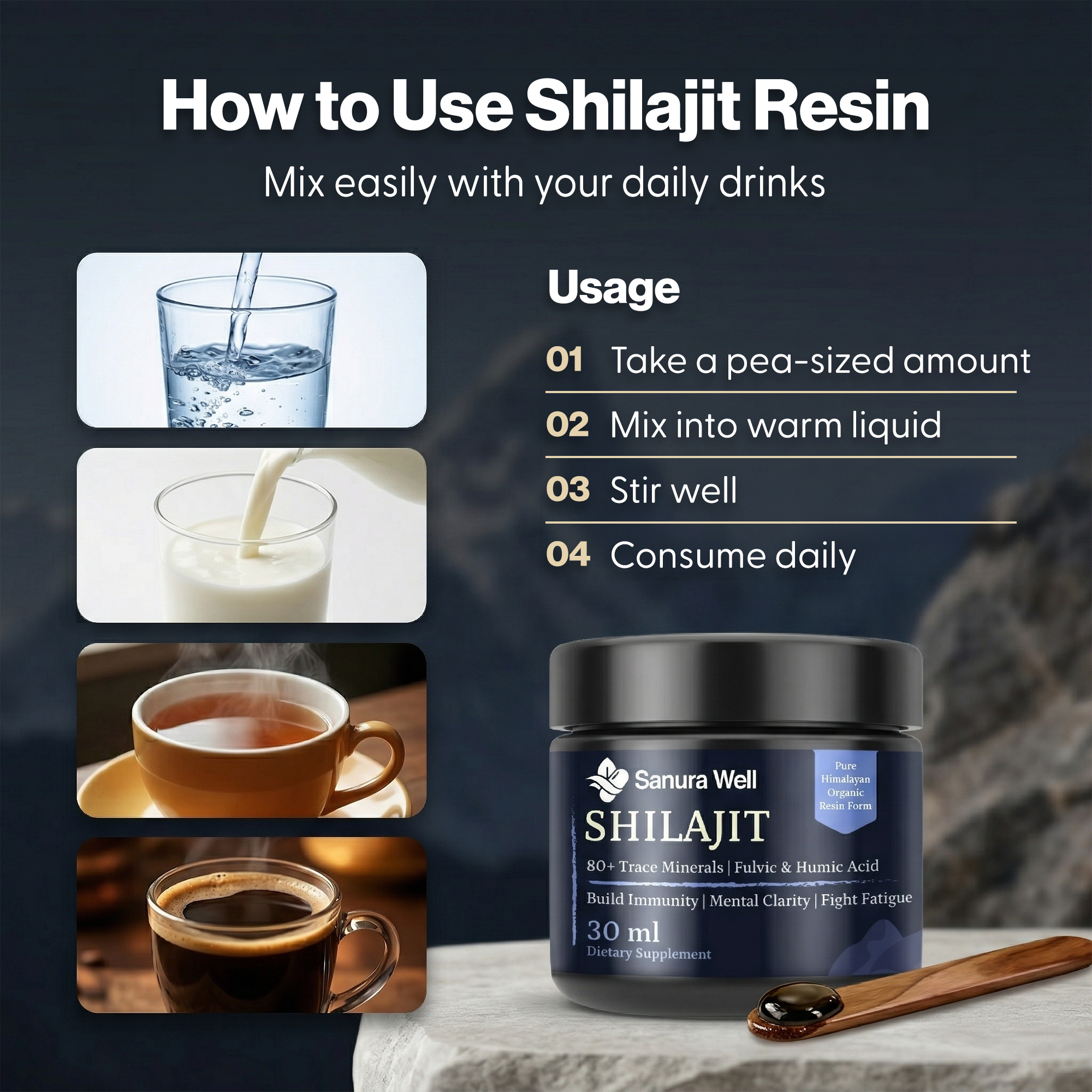 Sanura Well Shilajit Resin 500 mg – Pure Himalayan