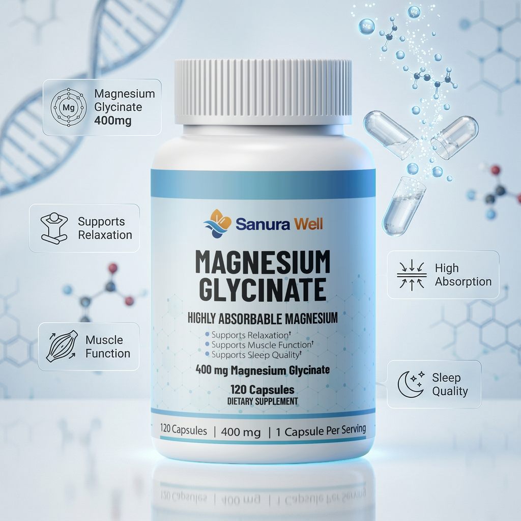 Sanura Well Magnesium Glycinate 400mg – Highly Absorbable