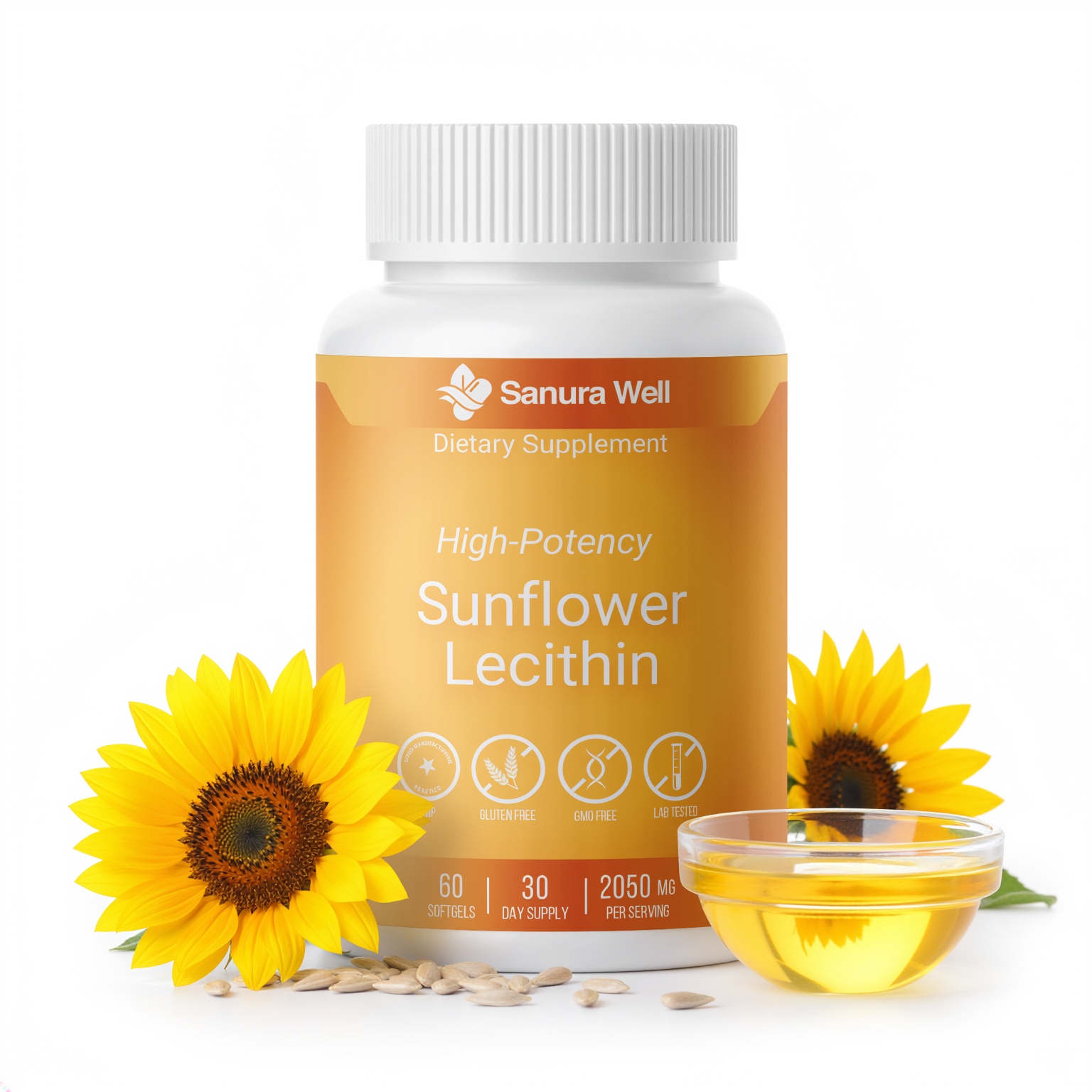 SANURA WELL Sunflower Lecithin Wellness Supplement, 2050 mg