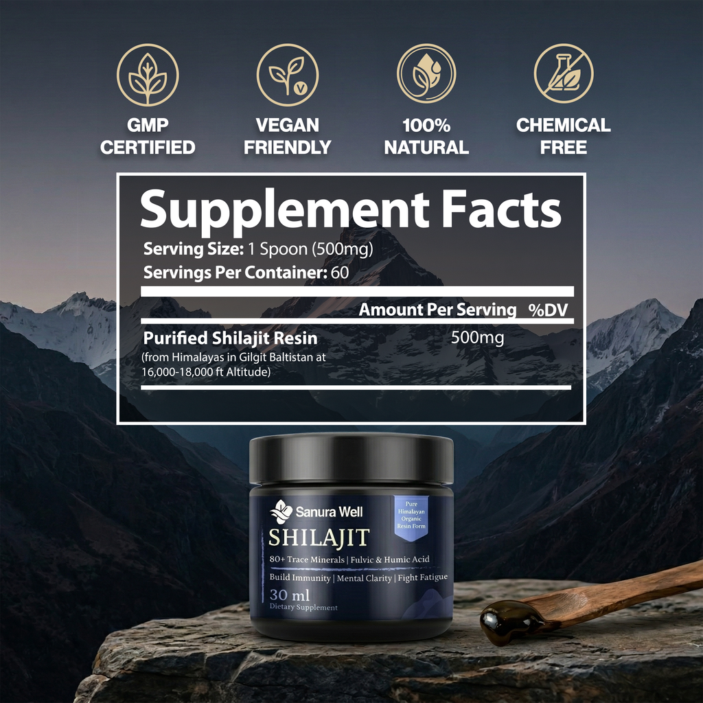 Sanura Well Shilajit Resin 500 mg – Pure Himalayan