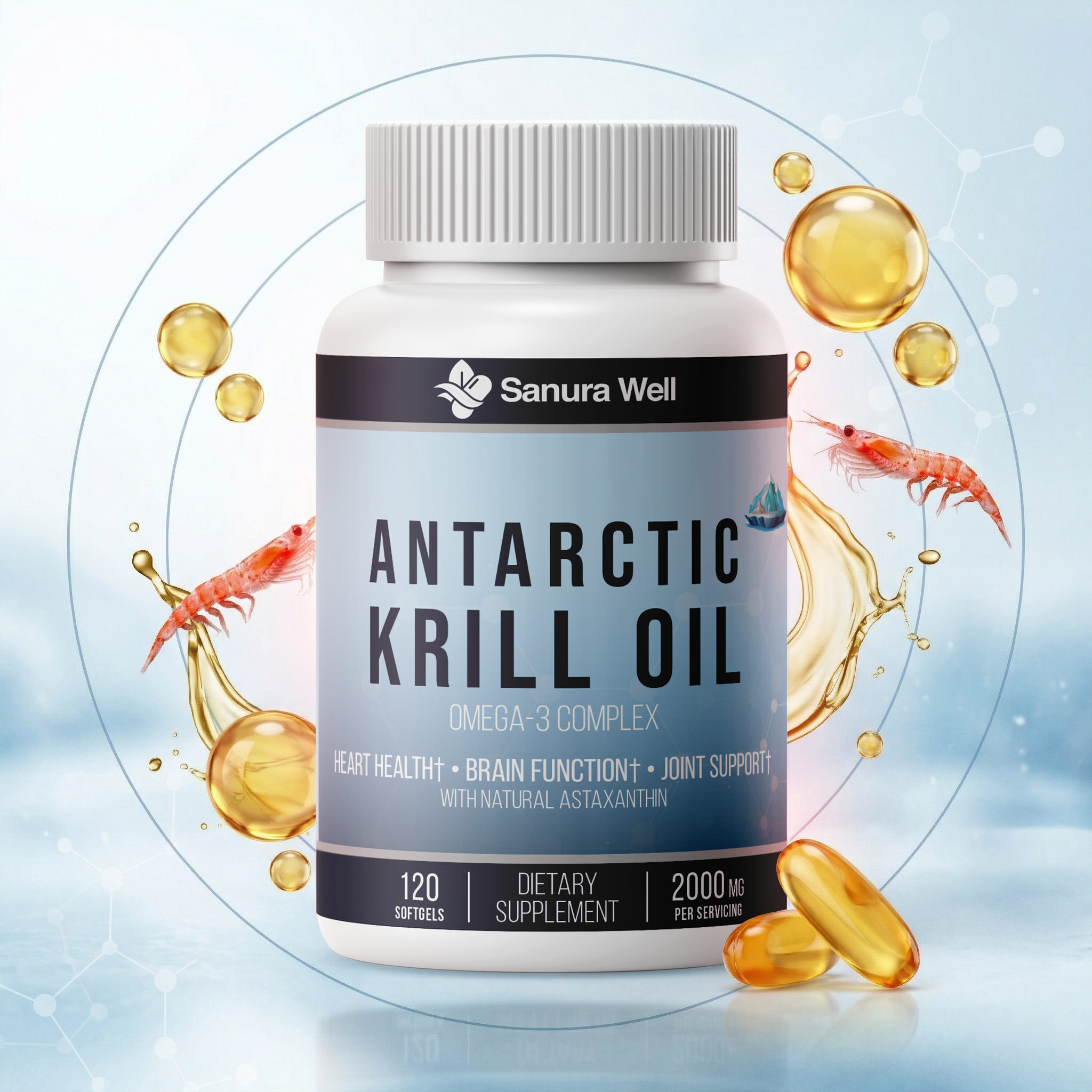 SANURA WELL Antarctic Krill Oil 2000mg – Omega-3 Complex