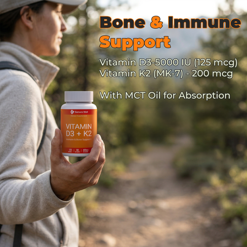 SANURA WELL  Vitamin D3 K2 Softgels – 5000 IU D3