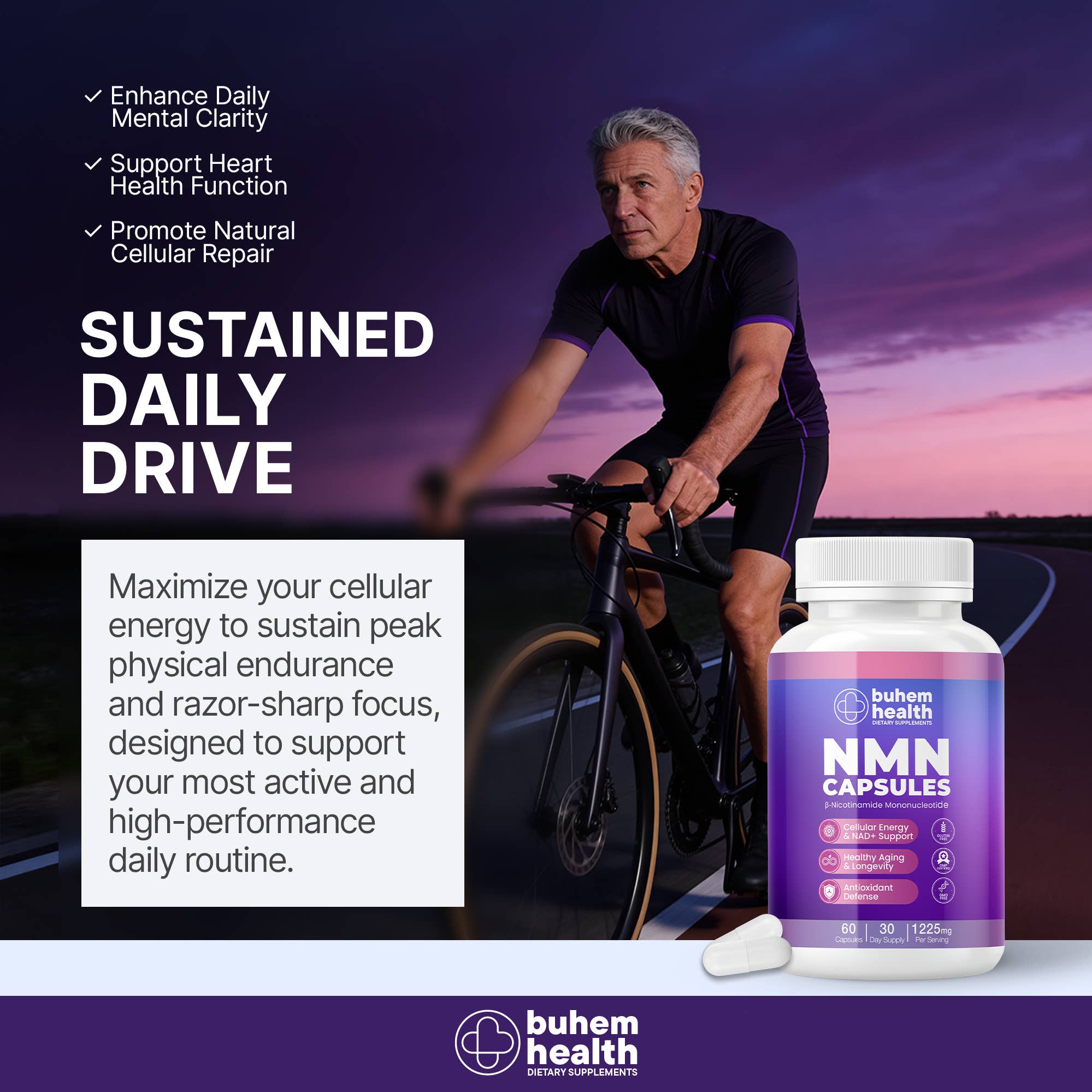 Buhem Health NMN Capsules with β-Nicotinamide Mononucleotide