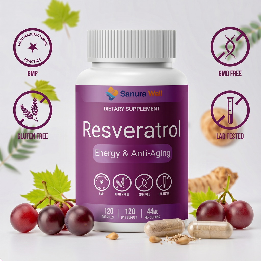 SANURA WELL Resveratrol 120 Capsules Anti-Aging&Energy