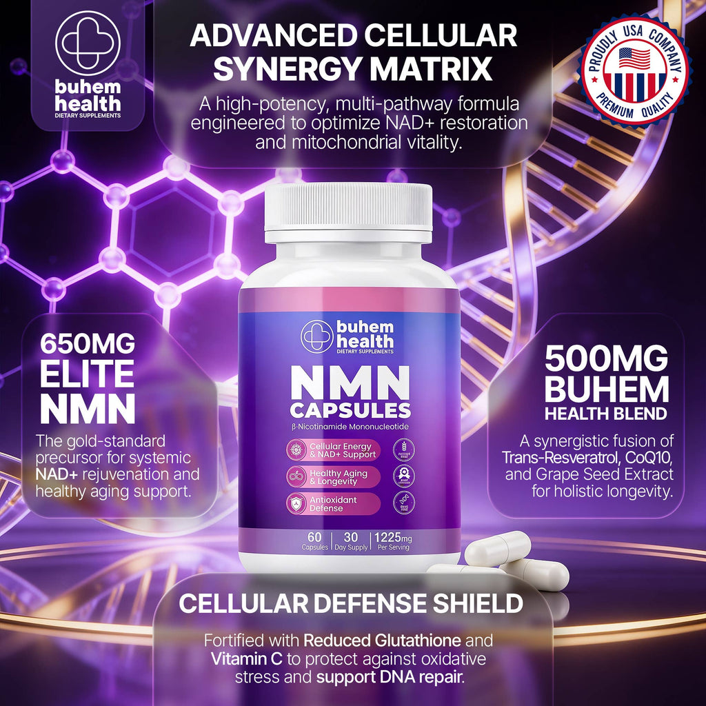 Buhem Health NMN Capsules with β-Nicotinamide Mononucleotide