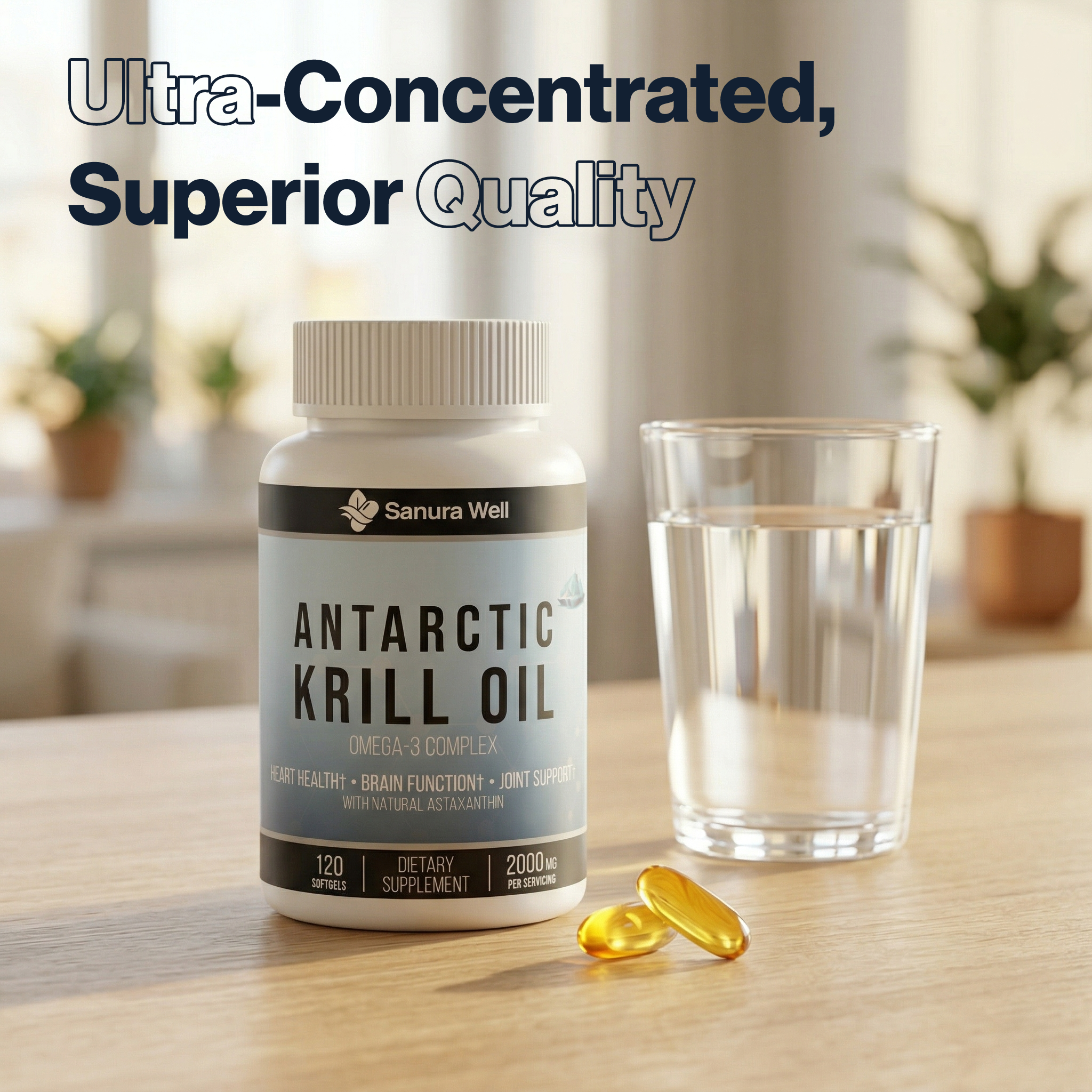 SANURA WELL Antarctic Krill Oil 2000mg – Omega-3 Complex
