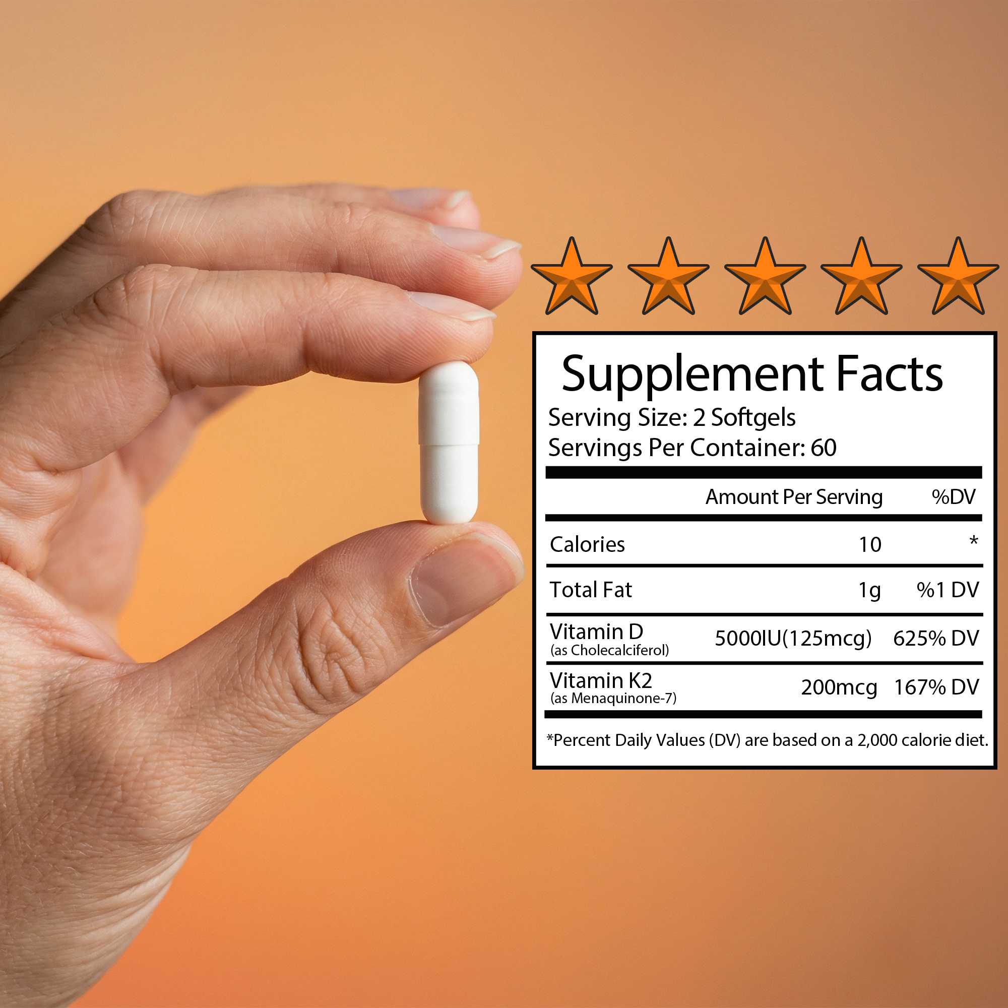 SANURA WELL  Vitamin D3 K2 Softgels – 5000 IU D3