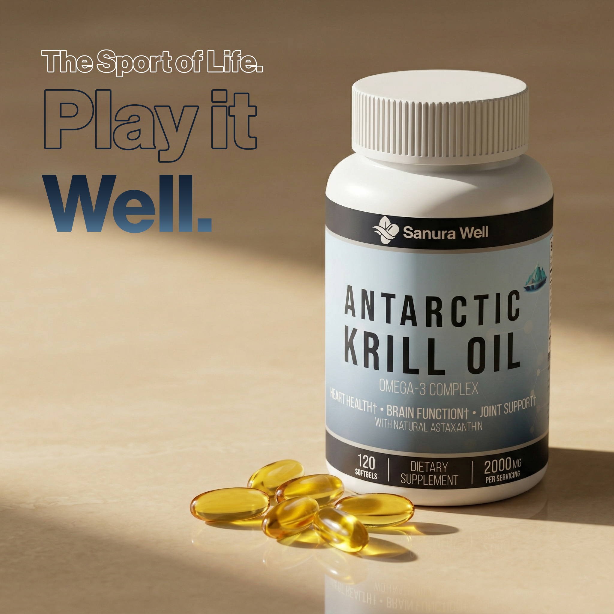SANURA WELL Antarctic Krill Oil 2000mg – Omega-3 Complex