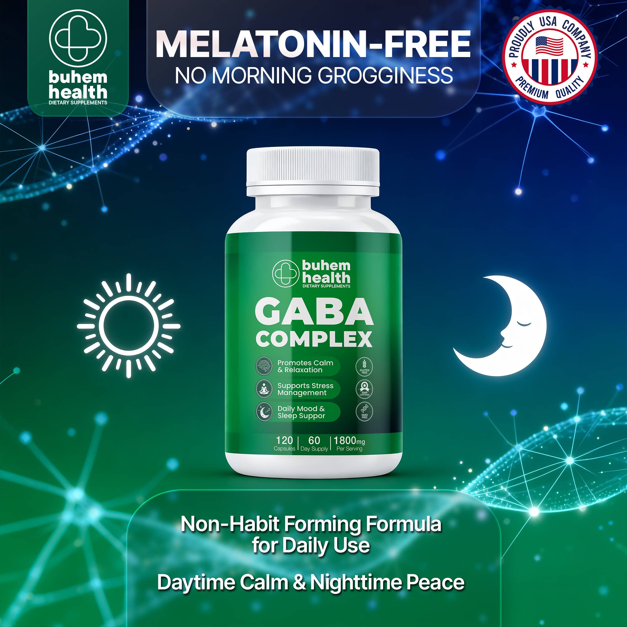 Buhem Health GABA Complex 1800mg - 120 Capsules