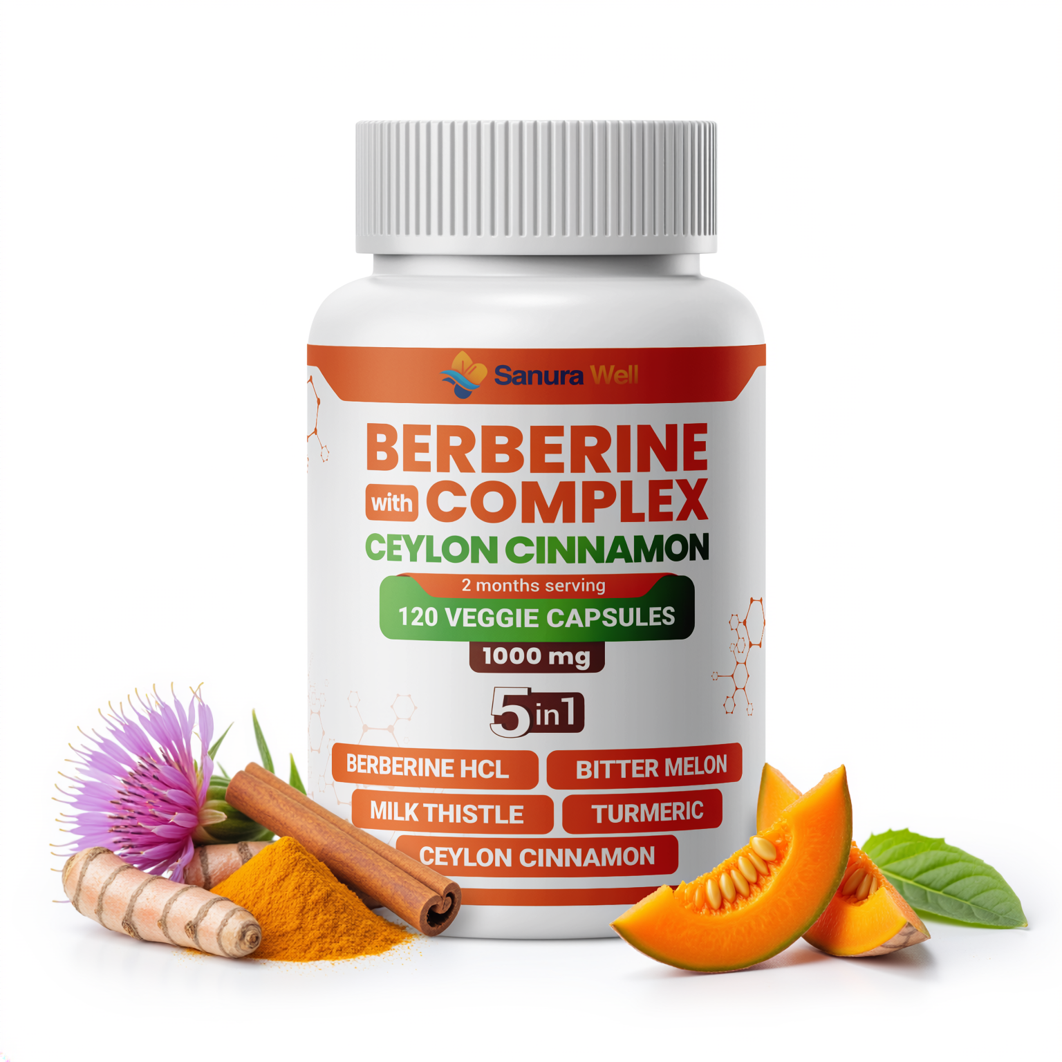 SANURA WELL Berberine with Ceylon Cinnamon and Turmeric