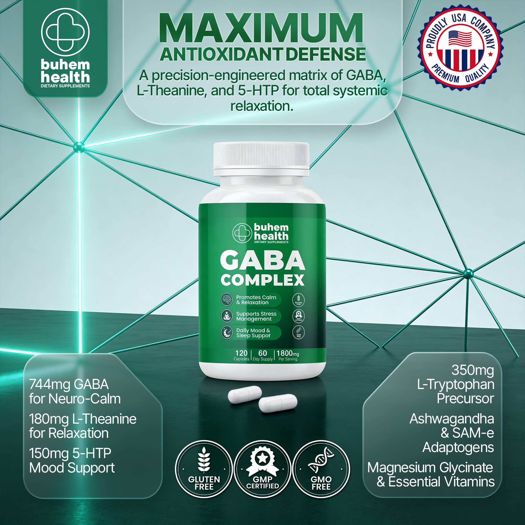 Buhem Health GABA Complex 1800mg - 120 Capsules
