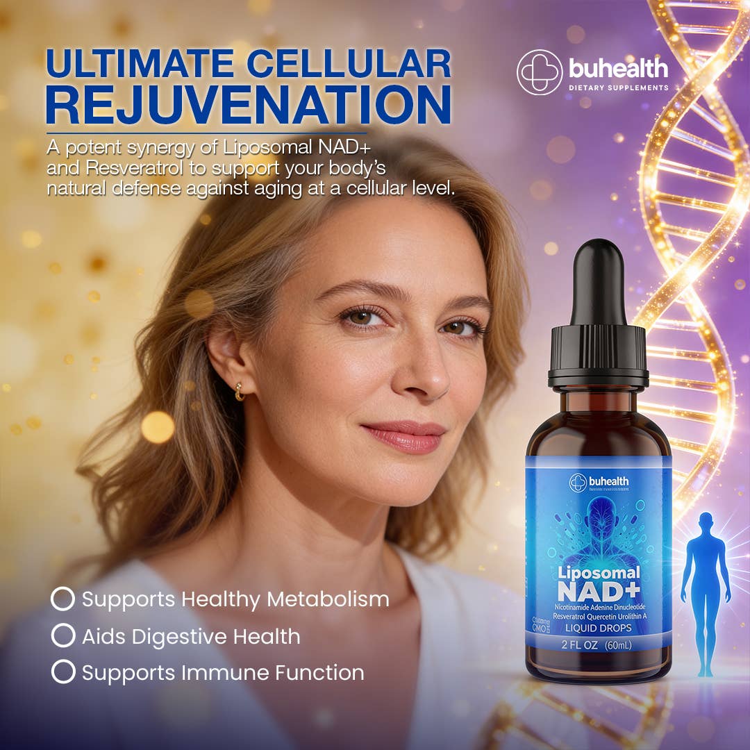 Liposomal NAD+ Liquid Drops, Resveratrol, Quercetin
