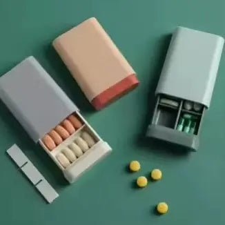 Portable Sliding Pill Organizer, Compact Med Dispenser